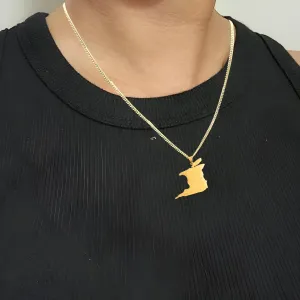 14K Yellow Gold Big Trinidad & Tobago Map Pendant Necklace - Ethnic Trinidad Necklace City Map Pendant Charm Jewelry Gifts For Women Men