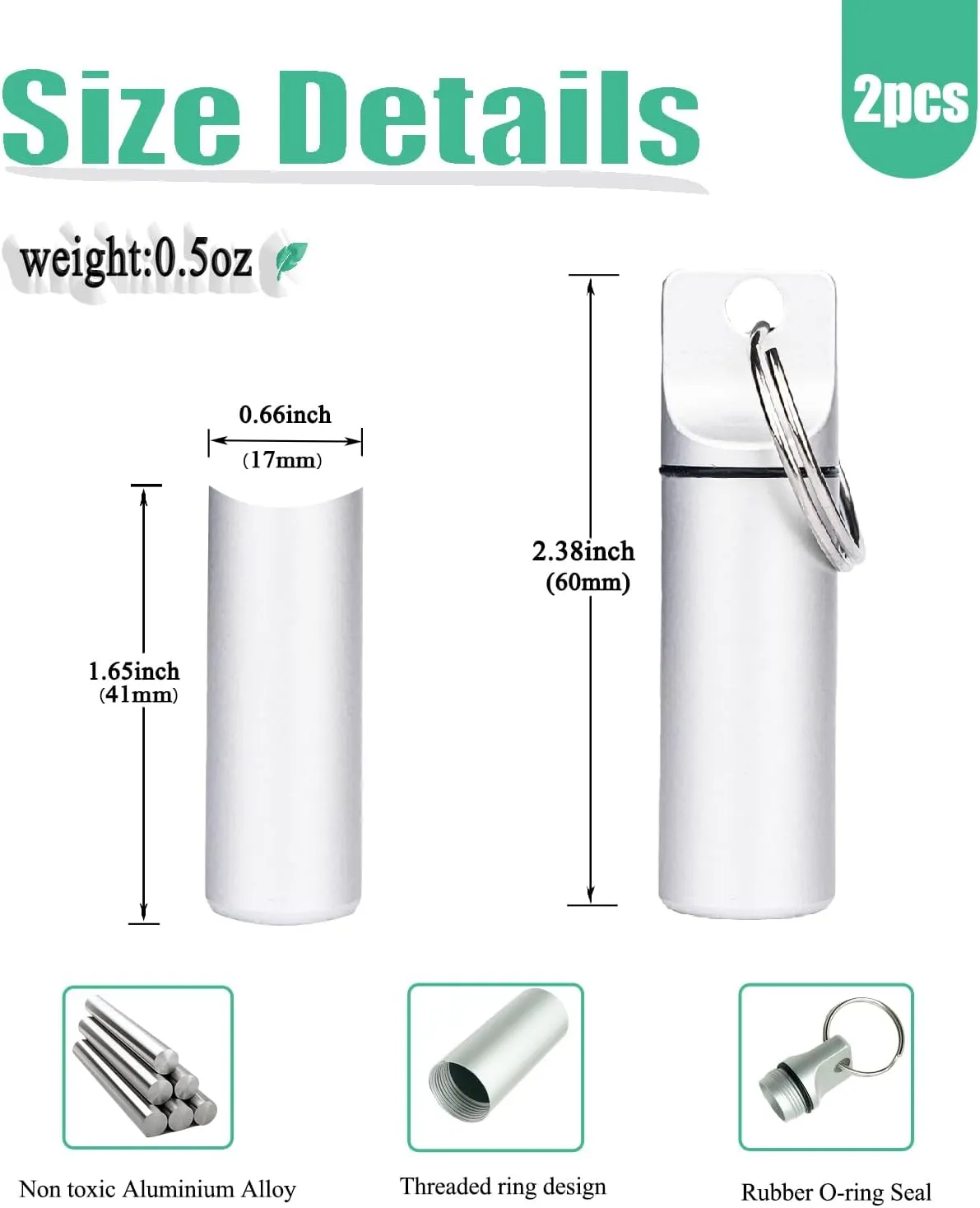 2 Pack Mini Metal Organizer Cases with Keychain Carabiner Aluminum Containers for Tech Crafts Fishing Essentials