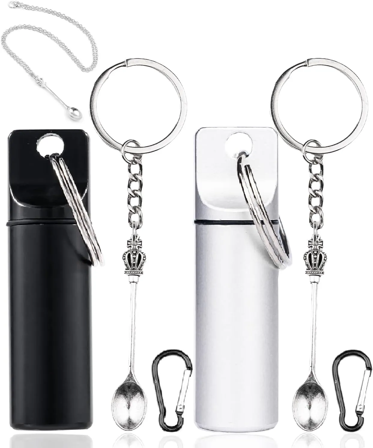 2 Pack Mini Metal Organizer Cases with Keychain Carabiner Aluminum Containers for Tech Crafts Fishing Essentials