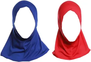 2 Pieces Women Hijab Cap Muslim Turban Head Scarf Full Cover Shawl Cap Full Neck Coverage for Lady Solid Color