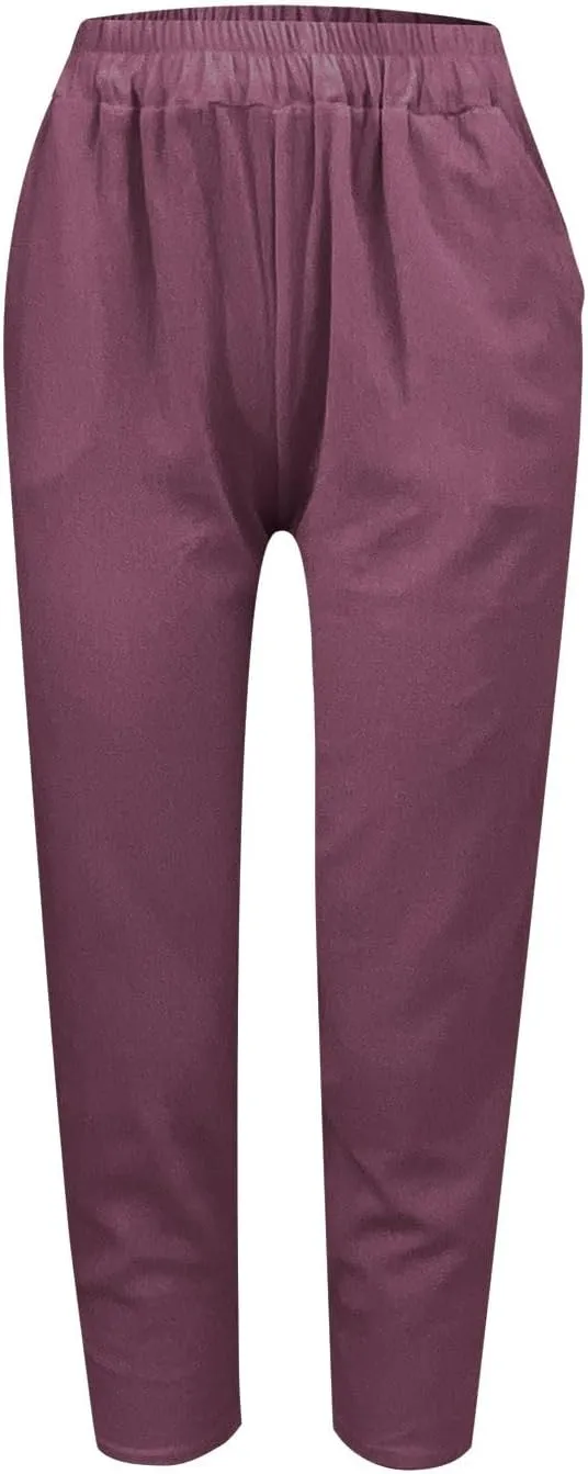 2023 Womens Lace Trim Pants Wide Straight Leg Casual Loose Pants Yoga Sweatpants Comfy High Waisted Lounge Pajama Trousers