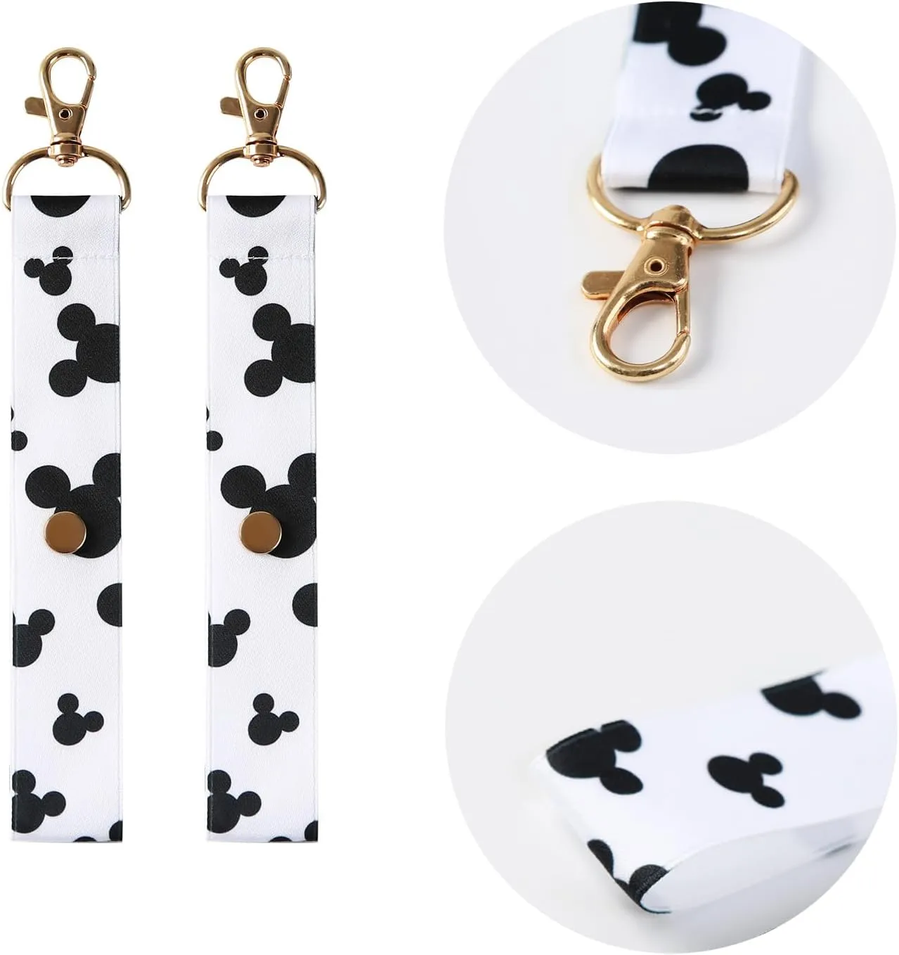 2Pcs Mouse Ears Headband Holder for Backpack Lanyard Strap Keychain Hanging Decor Organizer Trip Accessories White