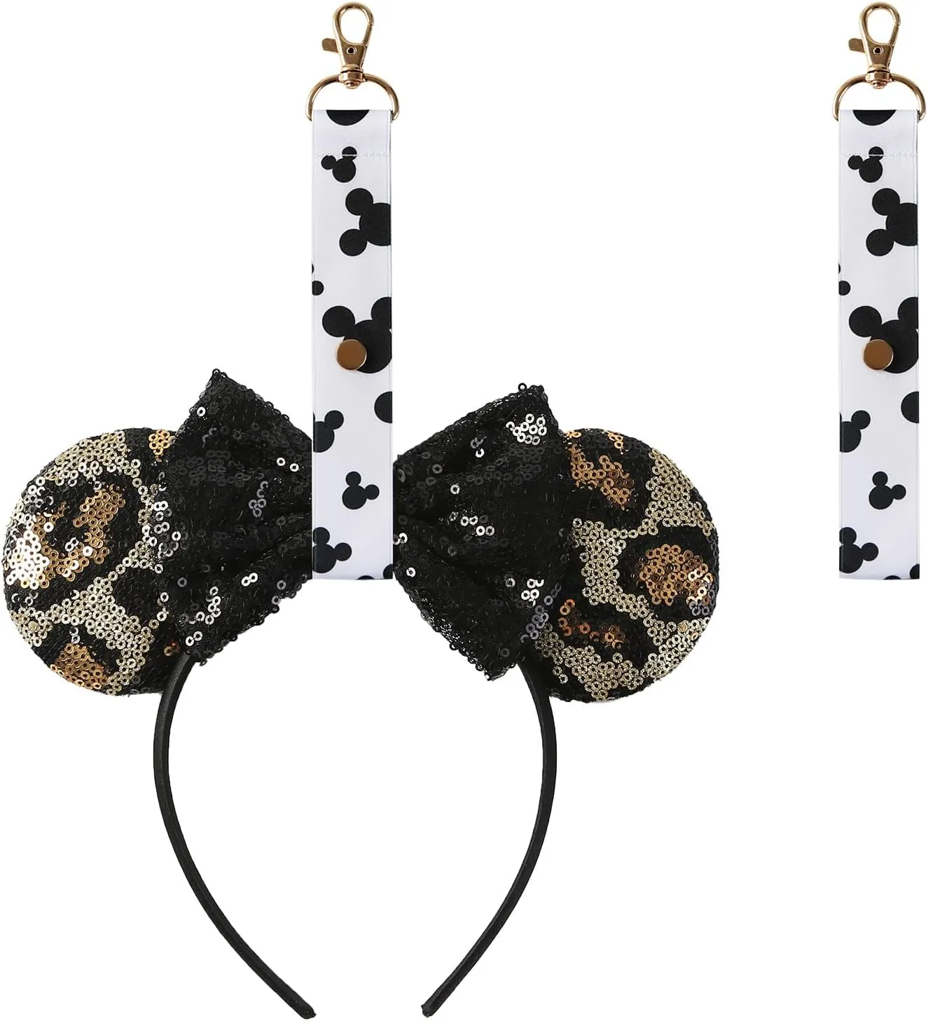 2Pcs Mouse Ears Headband Holder for Backpack Lanyard Strap Keychain Hanging Decor Organizer Trip Accessories White