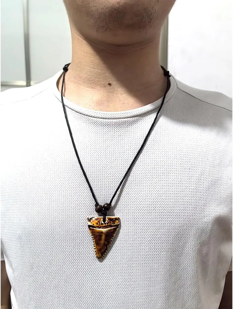 4Pcs Turtle Shark Tooth Necklace Pendant Bohemian Handmade Waterproof Surfer Necklace for Women Men Summer Beach Jewelry Gift