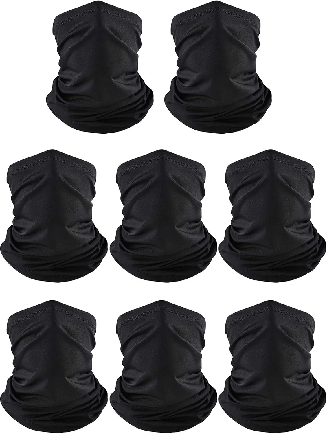 8 Pcs Summer Camo Neck Gaiter Scarf Bandanas for Men Sun Hoods Balaclava Cooling Breathable Face Mask Outdoor Sports (Simple, Black)