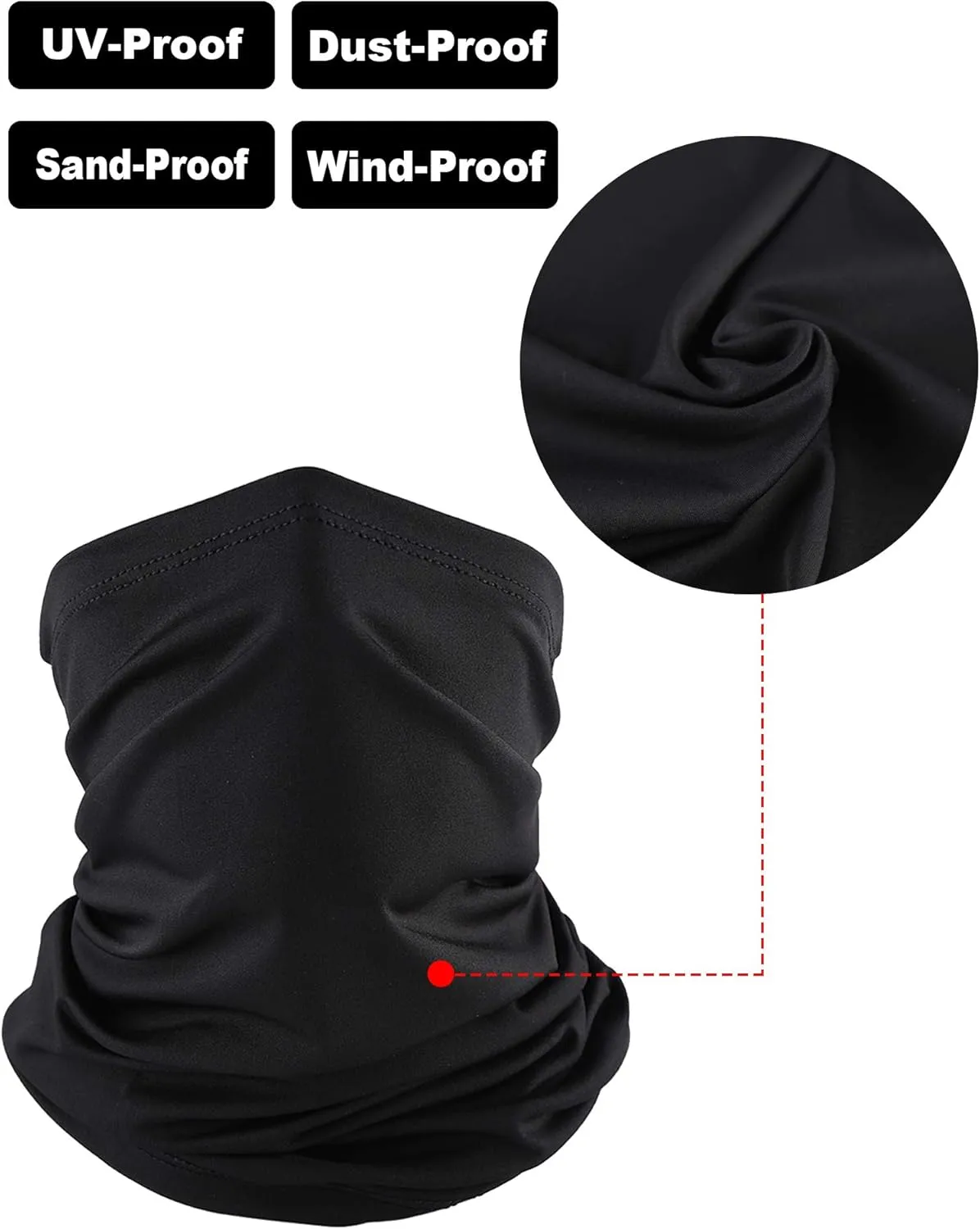 8 Pcs Summer Camo Neck Gaiter Scarf Bandanas for Men Sun Hoods Balaclava Cooling Breathable Face Mask Outdoor Sports (Simple, Black)