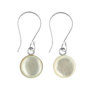 925 Sterling Silver Dainty Earring, Shell Pearl Round Cabochon Earrings, Natural Gemstones, Handmade, Healing Crystals, Anniversary Women Jewelry