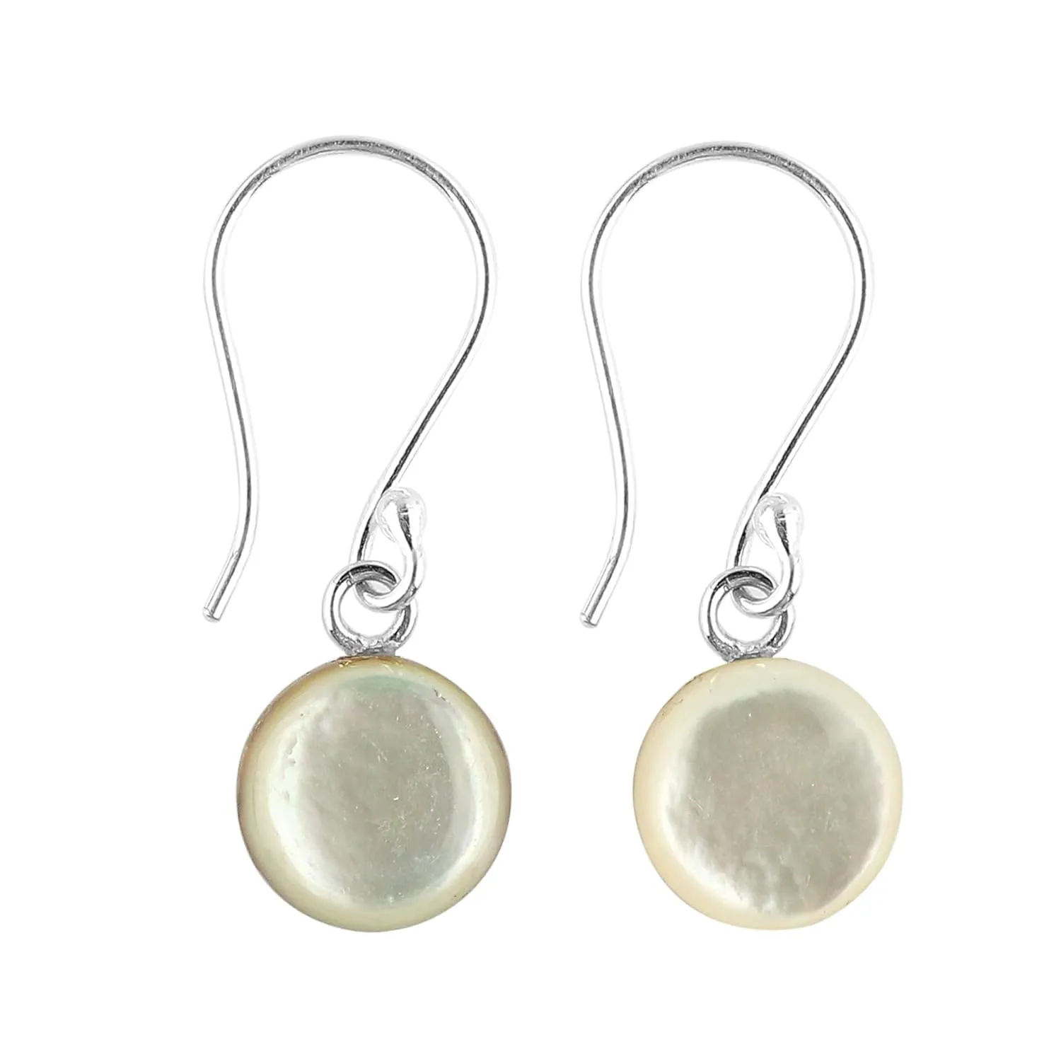 925 Sterling Silver Dainty Earring, Shell Pearl Round Cabochon Earrings, Natural Gemstones, Handmade, Healing Crystals, Anniversary Women Jewelry