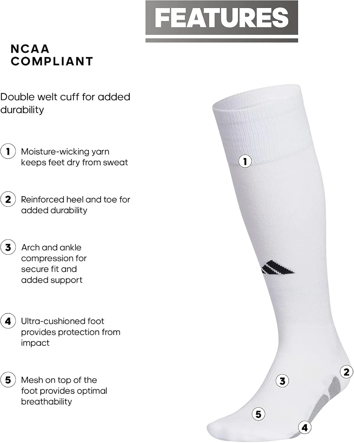 adidas Utility All Sport Socks for Men, Women, Youth Boys and Girls, 1-Pack