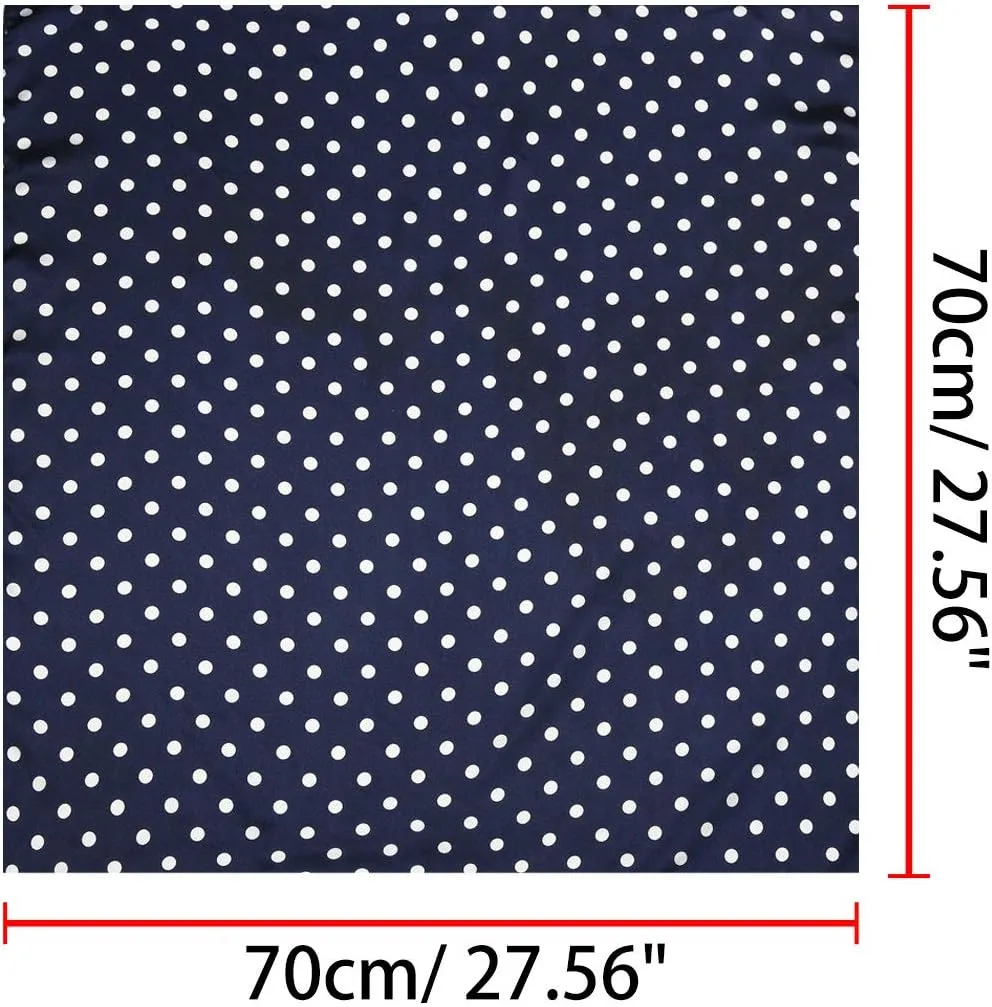 Allegra K 70cm Polka Dots Square Scarf Neck Scarves Kerchief Neckerchief Headband for Women