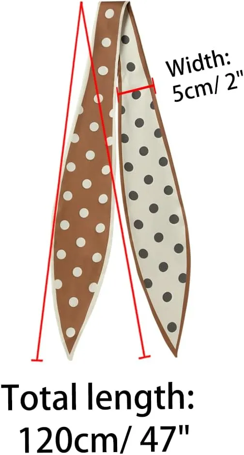 Allegra K Chic Polka Dots Women Neckerchief Skinny Scarves Hair Band Ribbon for Bag Accessory