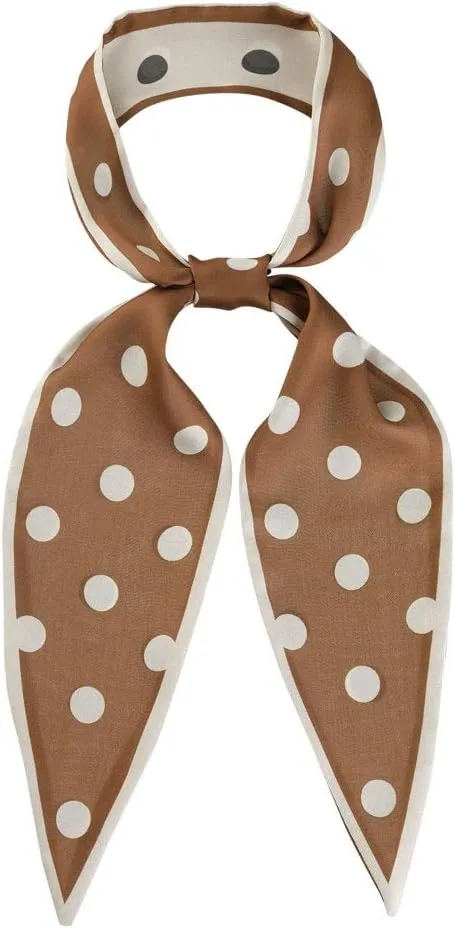 Allegra K Chic Polka Dots Women Neckerchief Skinny Scarves Hair Band Ribbon for Bag Accessory
