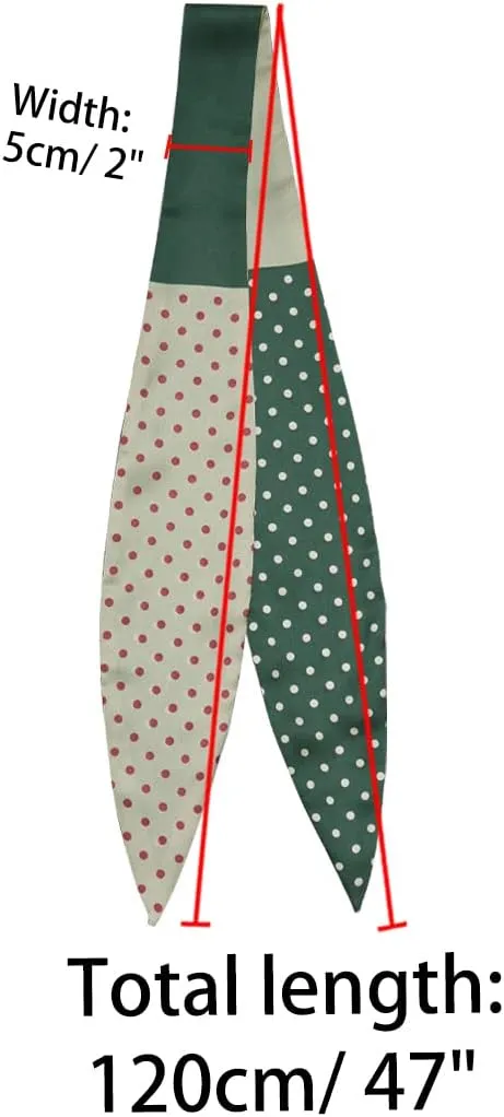 Allegra K Chic Polka Dots Women Neckerchief Skinny Scarves Hair Band Ribbon for Bag Accessory