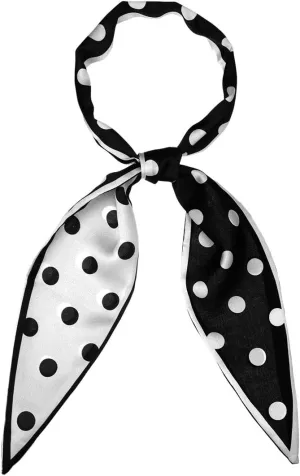 Allegra K Chic Polka Dots Women Neckerchief Skinny Scarves Hair Band Ribbon for Bag Accessory