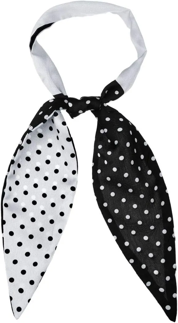 Allegra K Chic Polka Dots Women Neckerchief Skinny Scarves Hair Band Ribbon for Bag Accessory