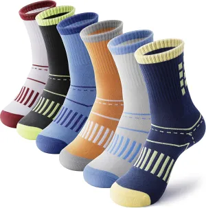 ANTSANG Kids Boys Girls Cotton Crew Socks Youth Teen Athletic Sport Basketball Breathable Soft Socks 6 Pairs