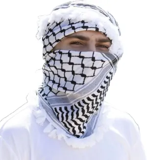Arab Keffiyeh Shemagh Original Palestine Scarf Kufiya Arafat Cotton Hatta Scarf Bandanas Iraq Desert Scarf - 100% Cotton Keffiyeh Scarf Wrap for Men And Women White