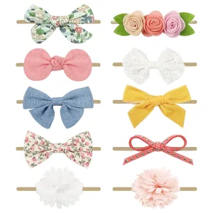 Baby Girl Headbands with Bows Soft Nylon Newborn Toddler Hairbands Handmade Baby Hair Accessories for Infant Girls Kids