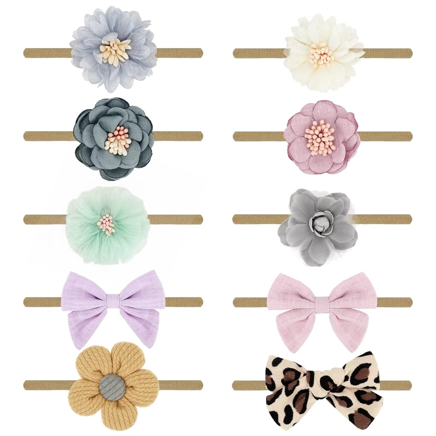 Baby Girl Headbands with Bows Soft Nylon Newborn Toddler Hairbands Handmade Baby Hair Accessories for Infant Girls Kids