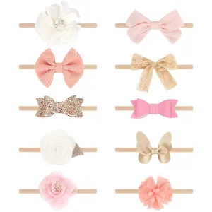 Baby Girl Headbands with Bows Soft Nylon Newborn Toddler Hairbands Handmade Baby Hair Accessories for Infant Girls Kids