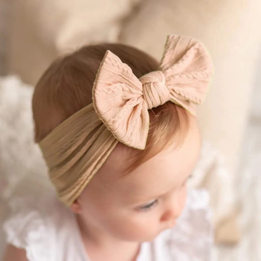 Baby Girls Soft-Elastic-Nylon-Headbands Big-Bows-Hairbands Headwraps Hair Accessories for Newborns Infants Toddlers Kids