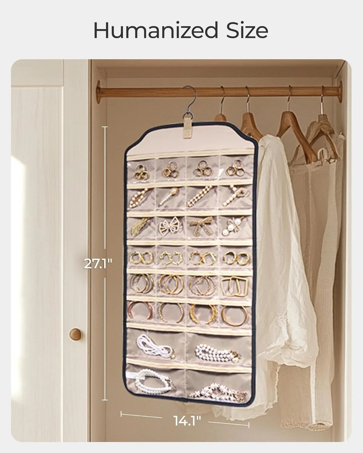 BAGSMART Earring Holder Organizer, Hanging Jewelry 56 Pocket Storage Storage for Women Accessories, Earring for Wall Holding Jewelries Black, 1 Piece
