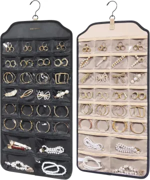 BAGSMART Earring Holder Organizer, Hanging Jewelry 56 Pocket Storage Storage for Women Accessories, Earring for Wall Holding Jewelries Black, 1 Piece