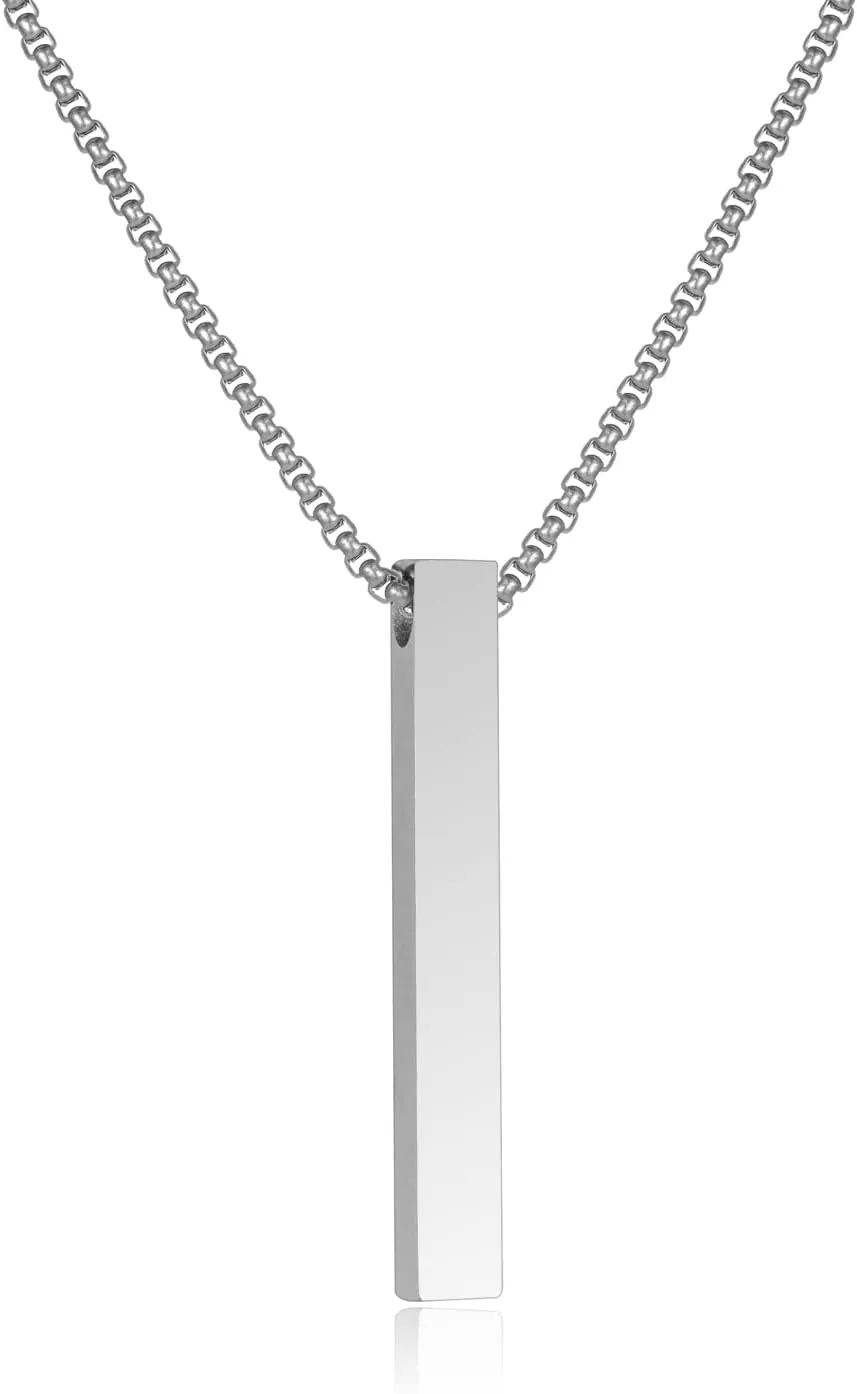 Bar Necklace For Men- Stainless Steel Black Gold Silver Chains For Mens Necklace Jewelry Gift