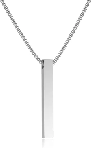Bar Necklace For Men- Stainless Steel Black Gold Silver Chains For Mens Necklace Jewelry Gift