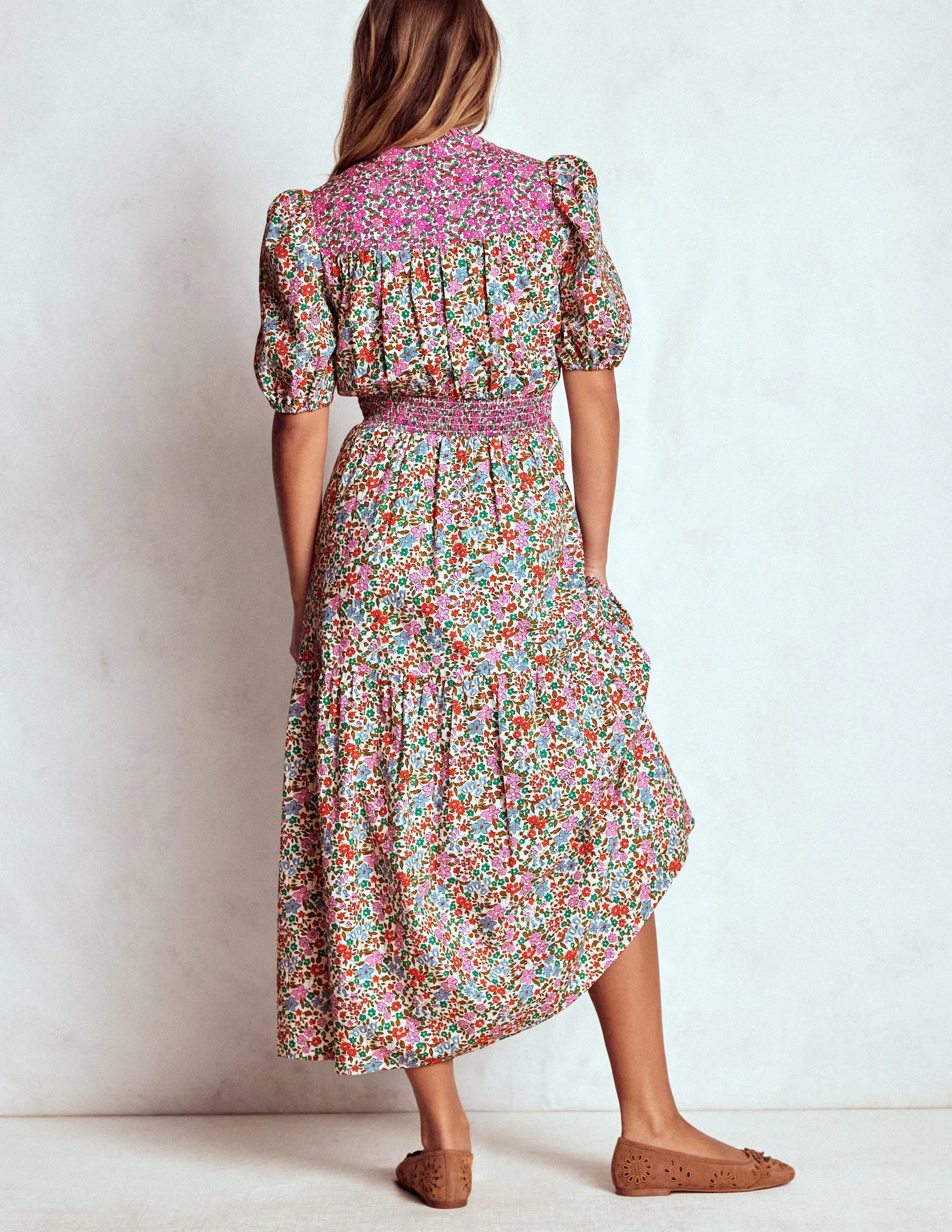 Beatrice Cotton Maxi Dress-Multi, Flowerbed Cluster