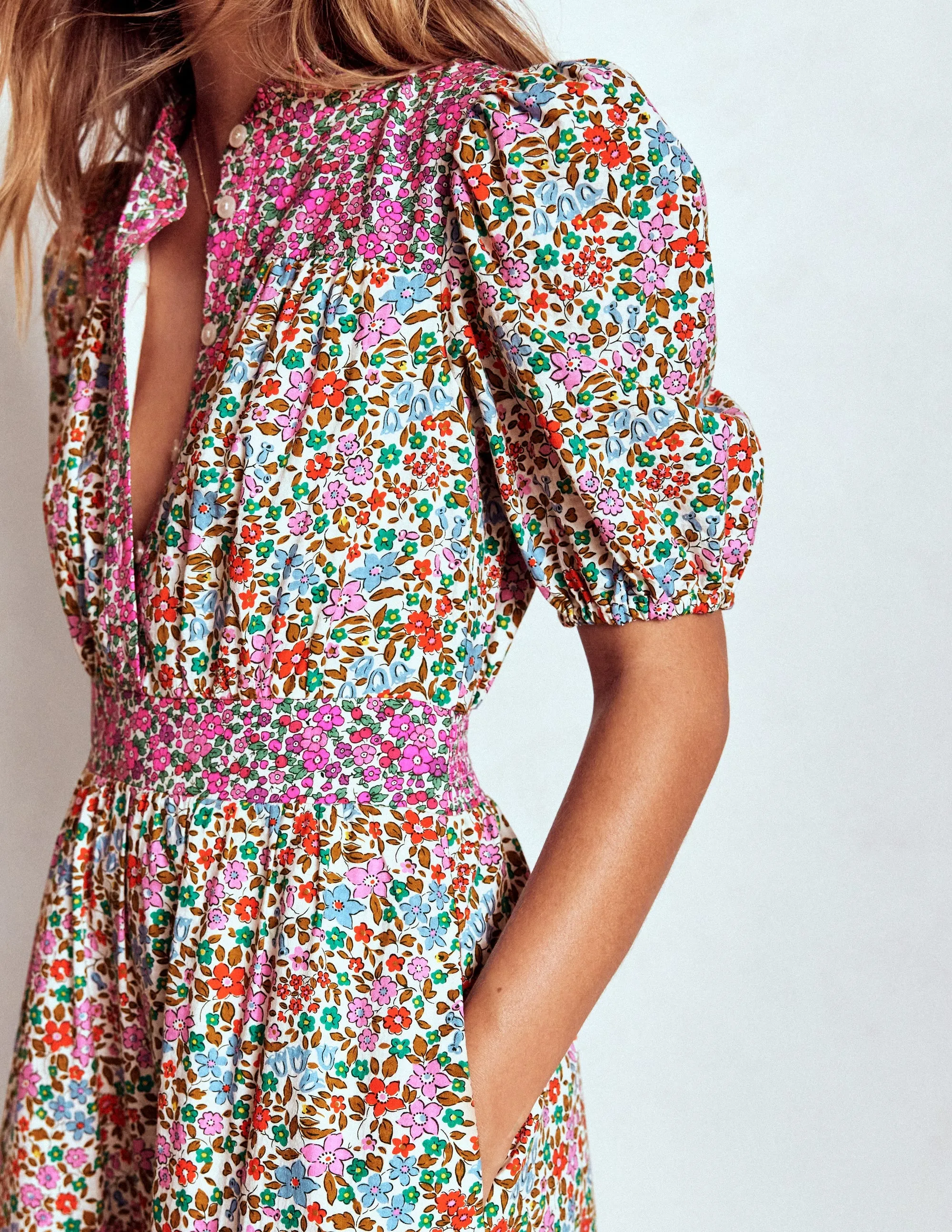 Beatrice Cotton Maxi Dress-Multi, Flowerbed Cluster