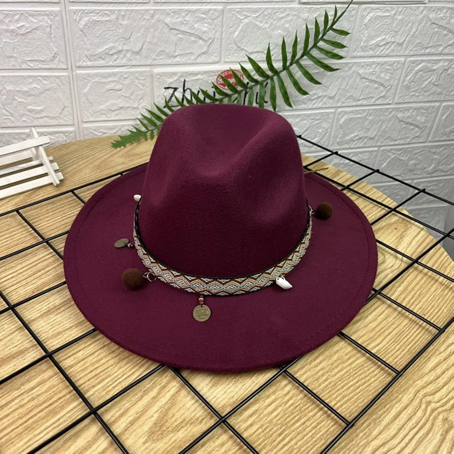 Big Wide Brim Fedora Hat for Women Western Hats Women's Solid Color Panama Rancher Hat