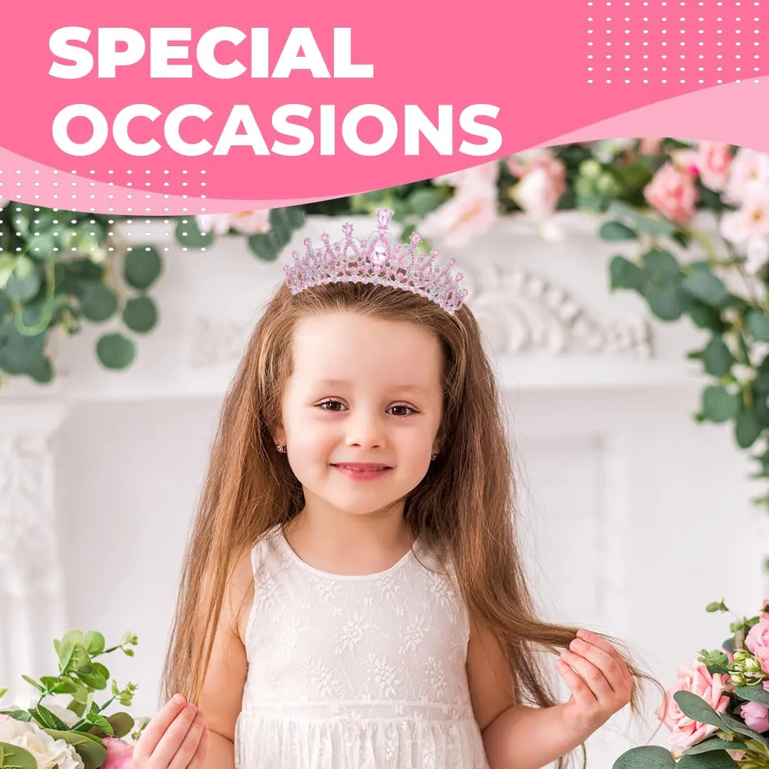 Birthday Tiara and Crown with Sash for Women, Hair Accessories for Wedding Party Costume (B - Pink)