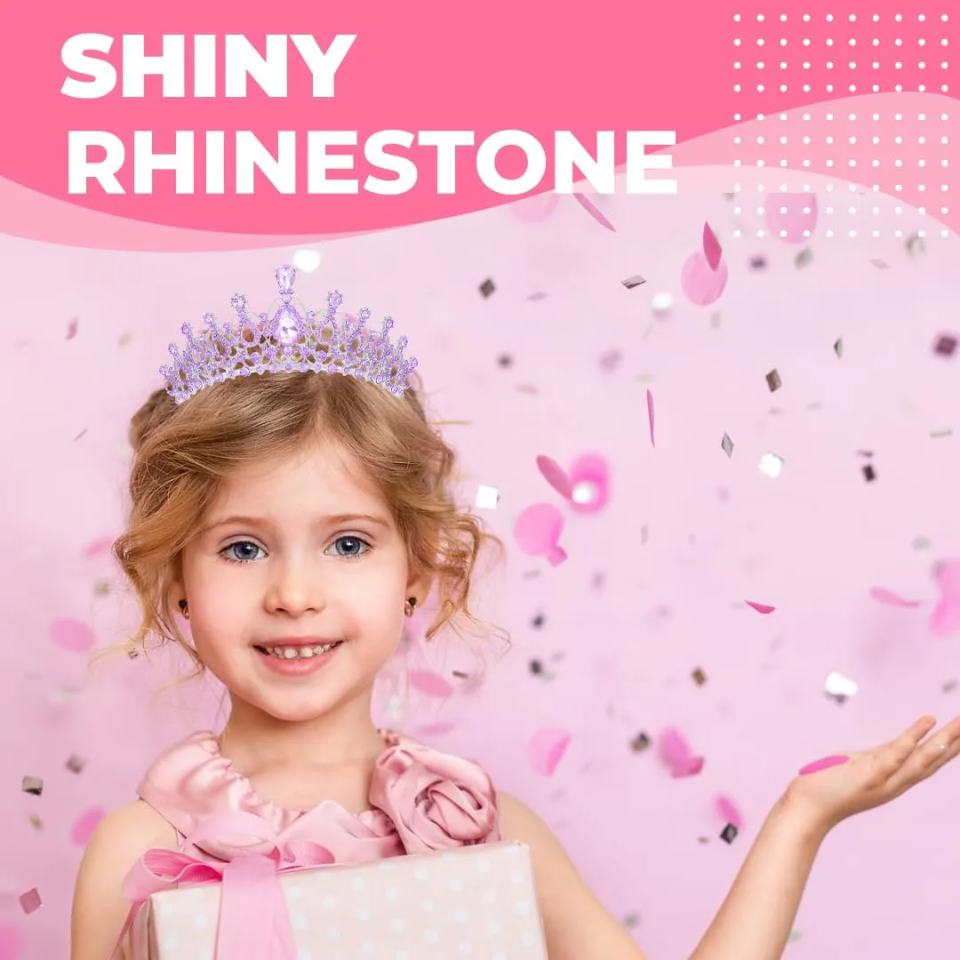 Birthday Tiara and Crown with Sash for Women, Hair Accessories for Wedding Party Costume (B - Purple)