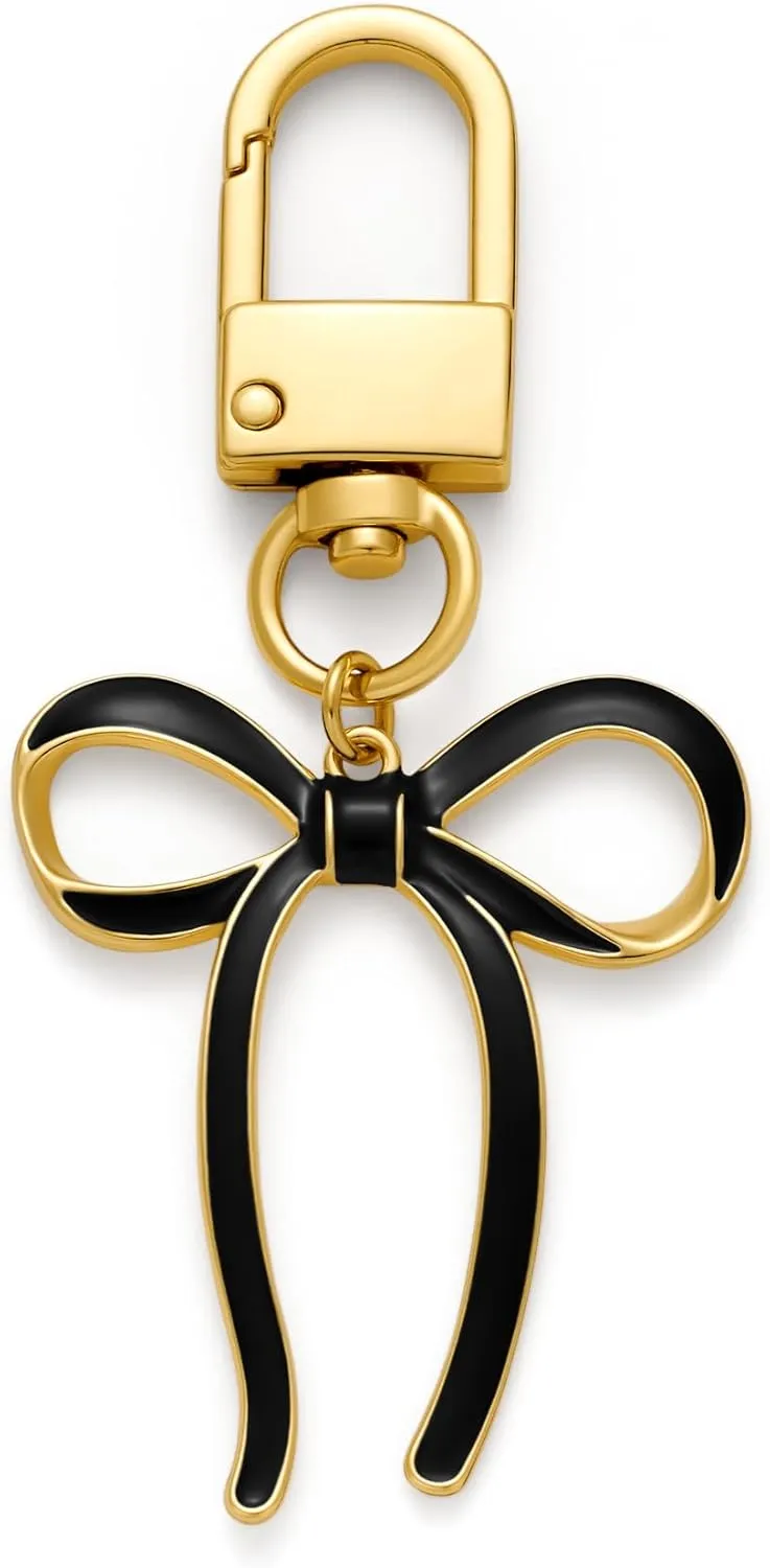 Black Bow Keychains For Women Cute Bow Keyrings Charms Handbag Car Key Chain Accessories