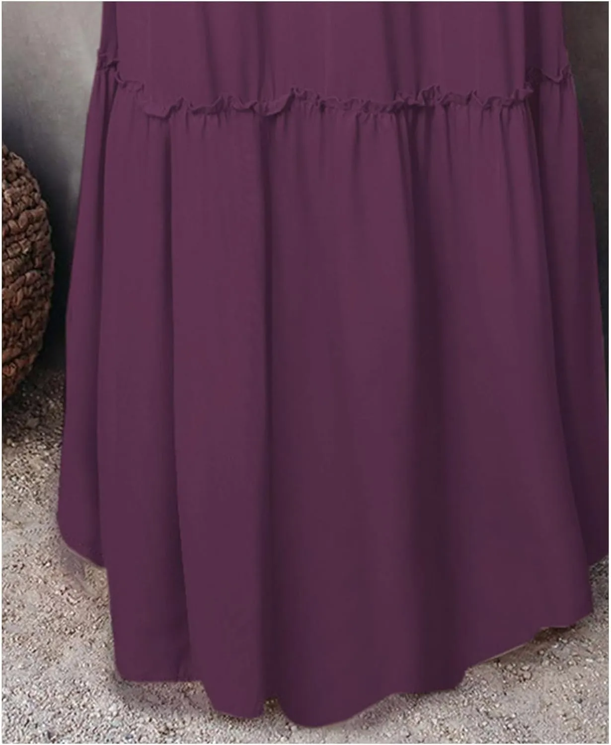 Boho Skirts for Women Summer Casual Summer Elastic High Waist A-Line Ruffle Hem Maxi Skirt Beach Long Skirt