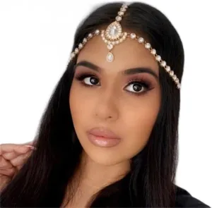 Catery Head Chain Jewelry Crystal Boho Gold Headpiece 1920 Wedding Hair Accessories for Women