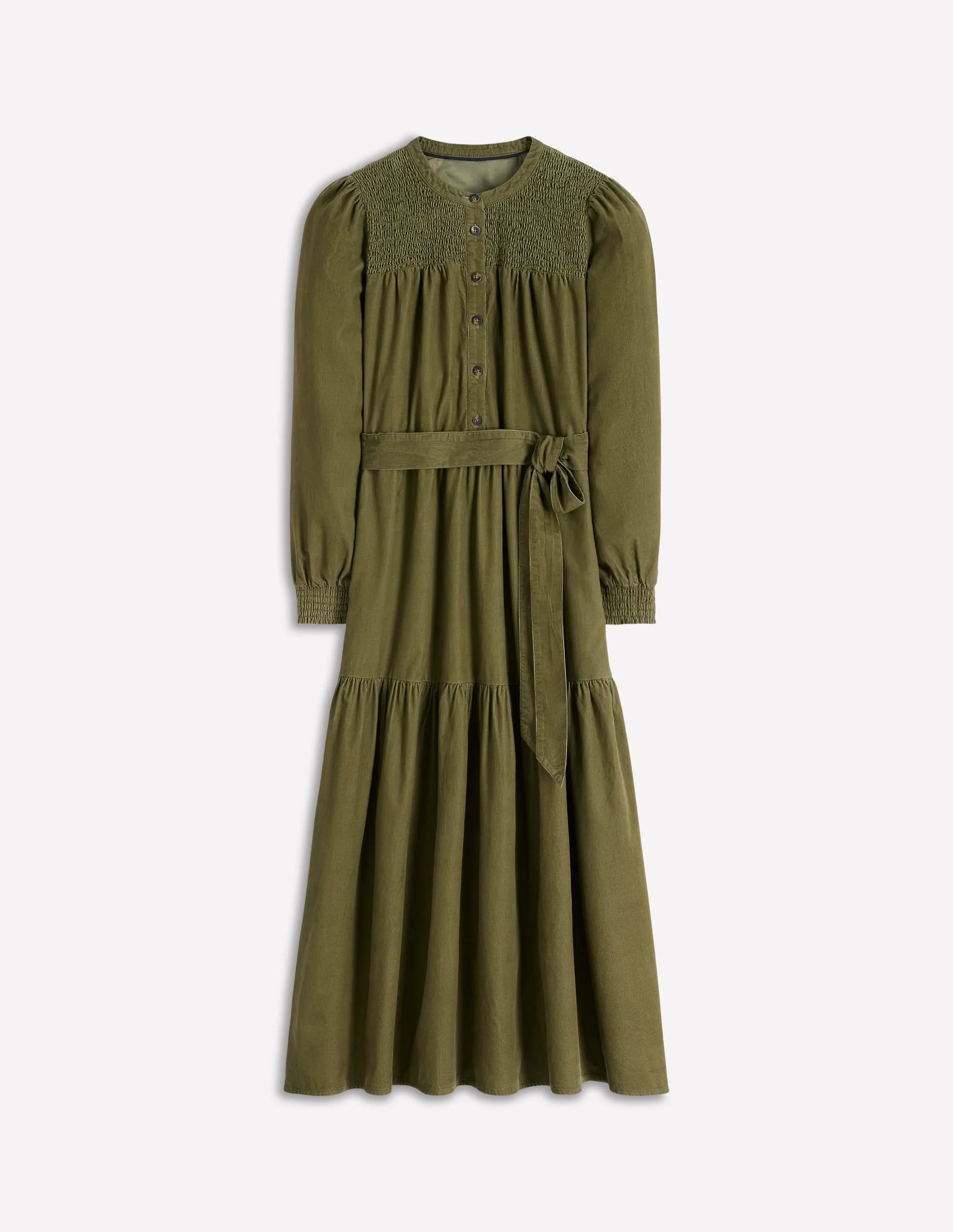 Cecily Cord Midi Dress-Woodland Green