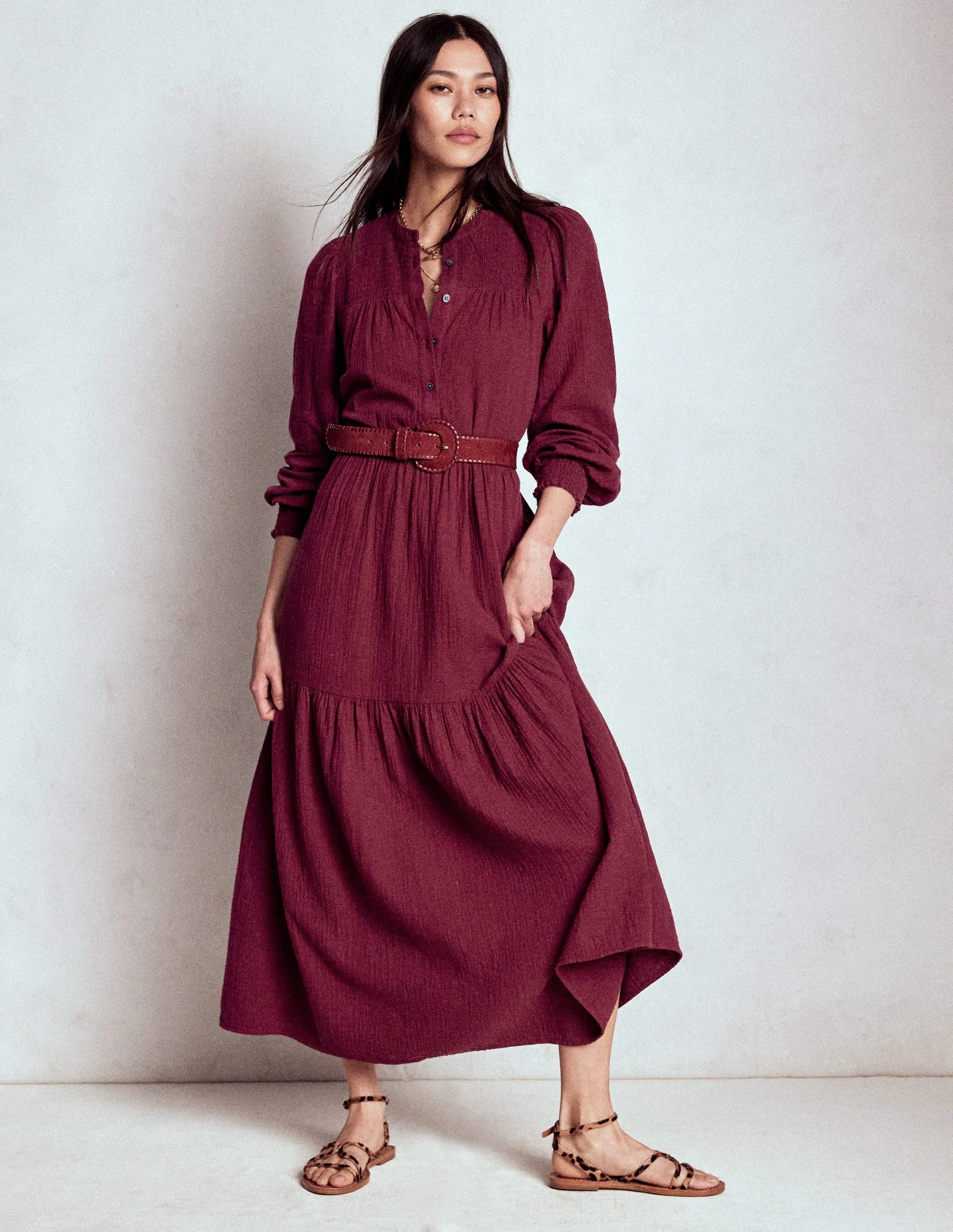Cecily Double Cloth Midi Dress-Deep Wisteria