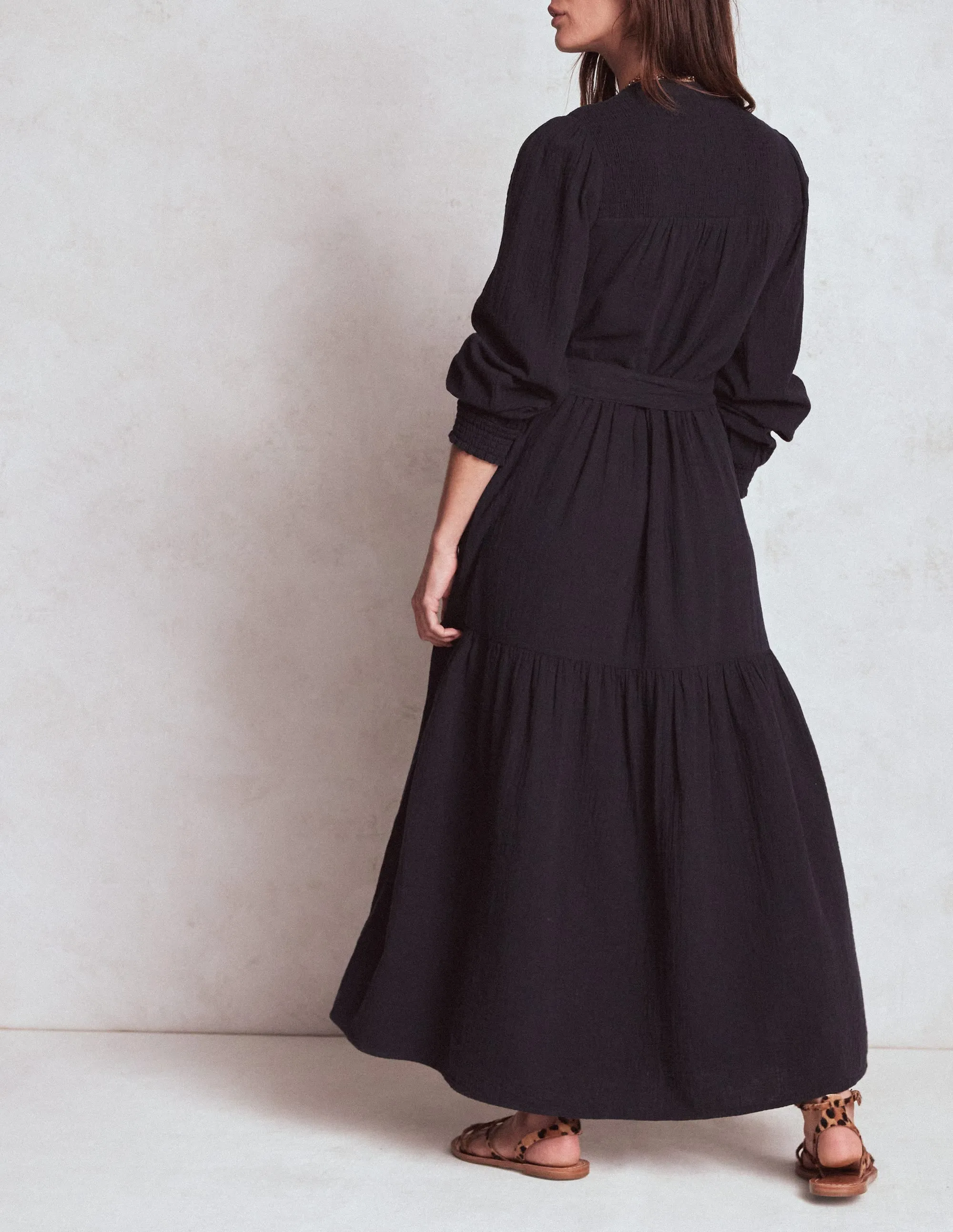 Cecily Double Cloth Midi Dress-Midnight Blue