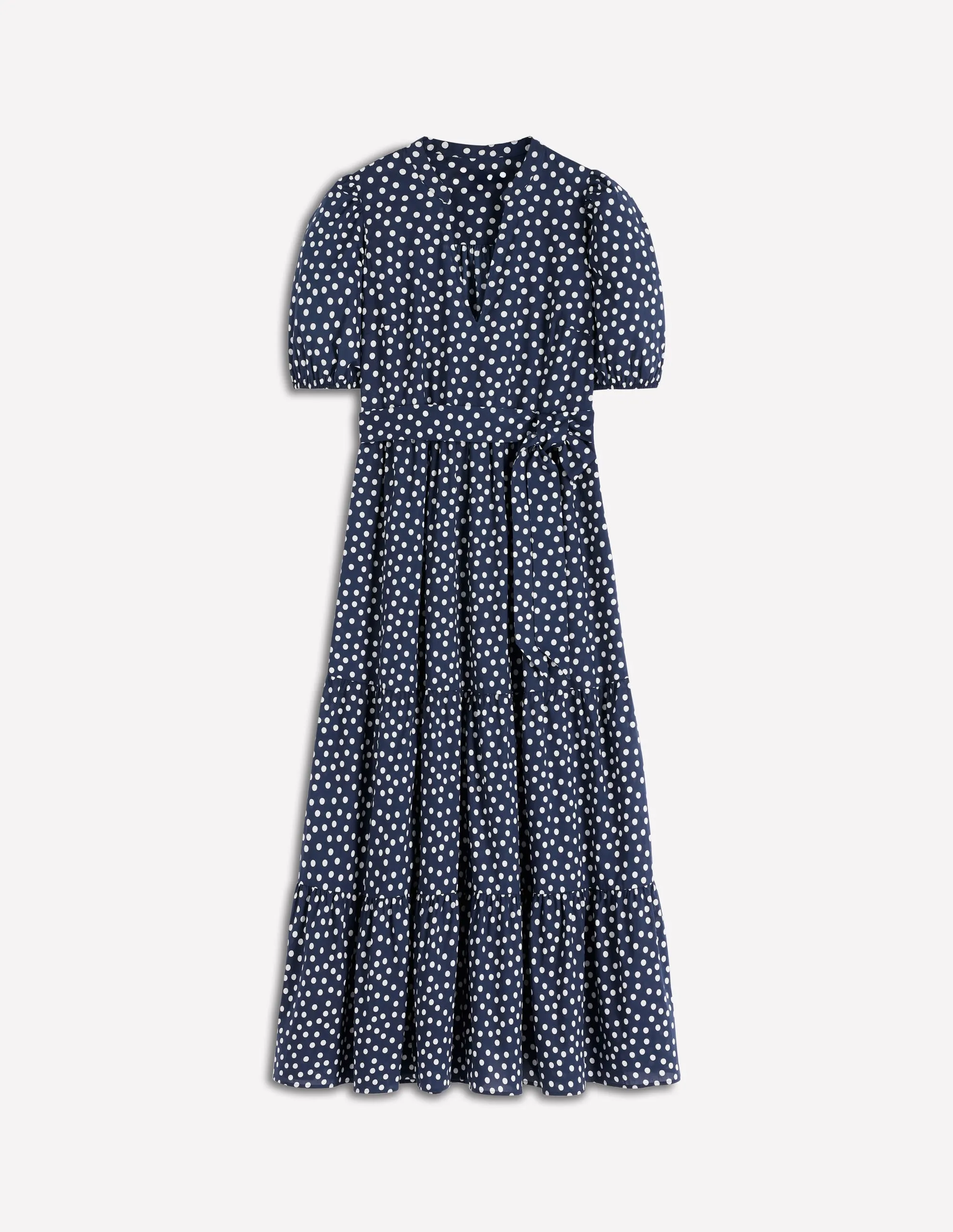 Christabel Cotton Maxi Dress-French Navy, Painted Dot
