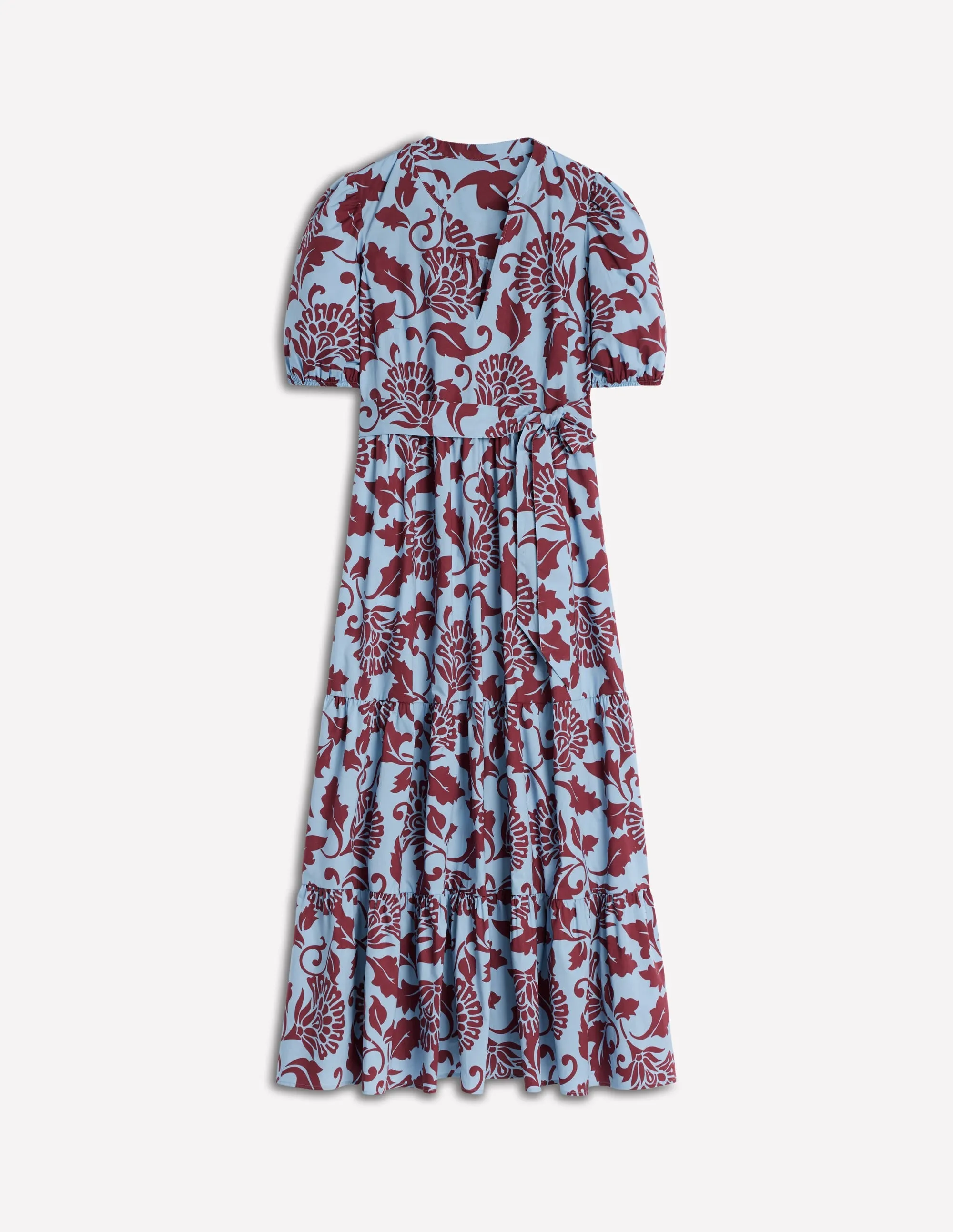 Christabel Cotton Maxi Dress-Glacier Blue, Ornate Vine