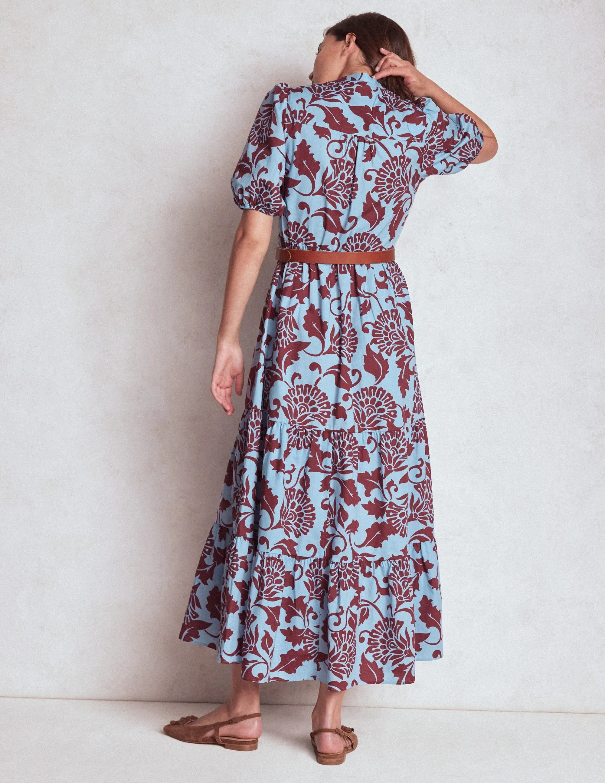 Christabel Cotton Maxi Dress-Glacier Blue, Ornate Vine