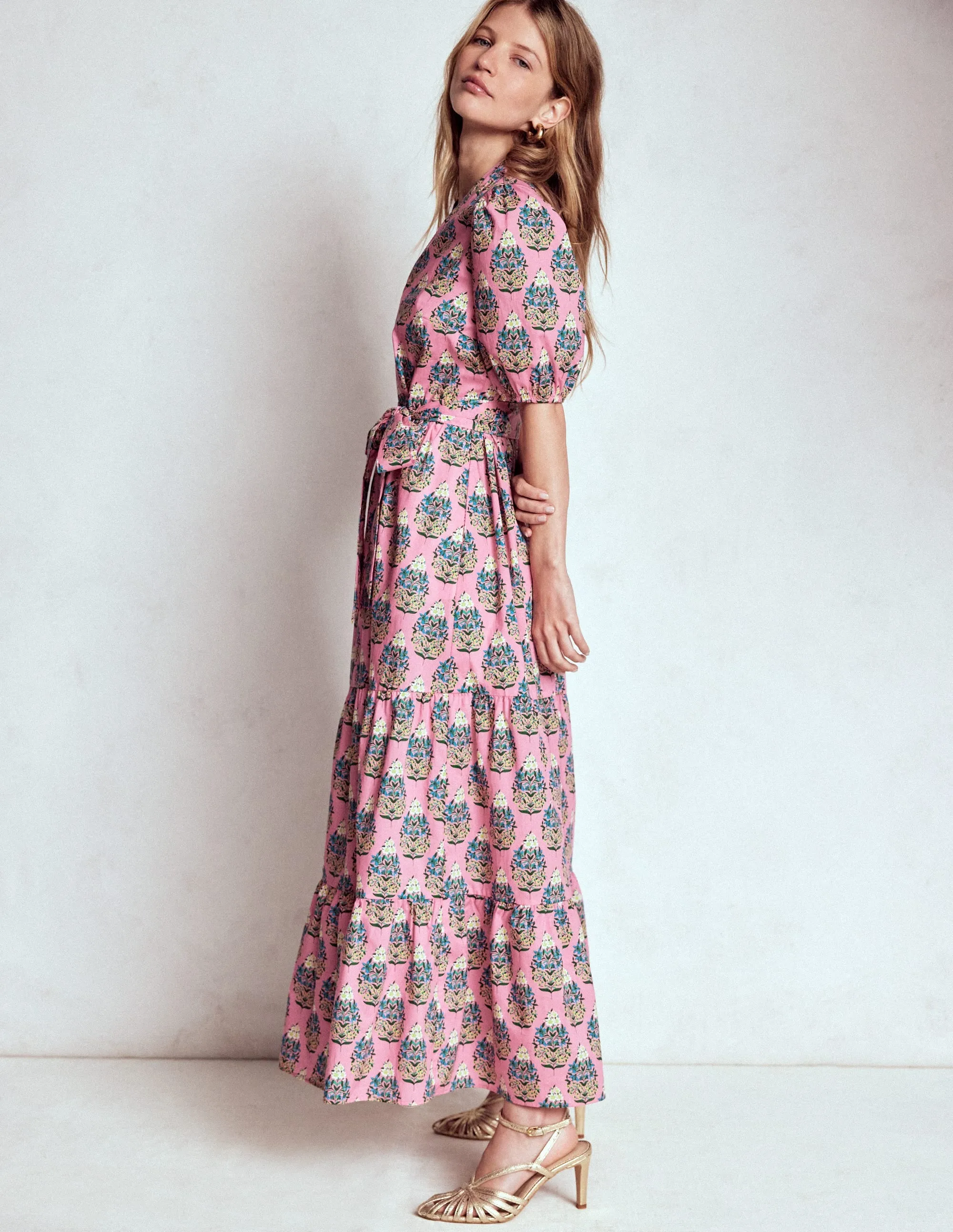 Christabel Cotton Maxi Dress-Pink, Wildflower Bouquet