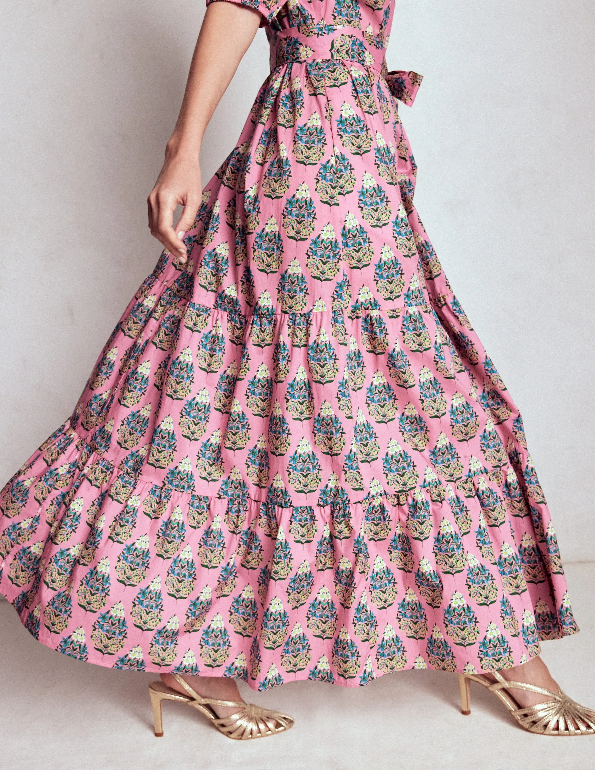 Christabel Cotton Maxi Dress-Pink, Wildflower Bouquet
