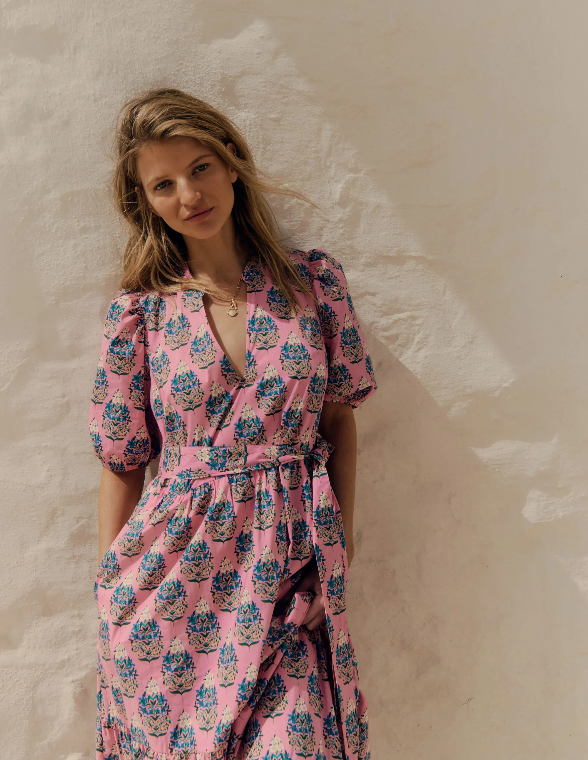 Christabel Cotton Maxi Dress-Pink, Wildflower Bouquet