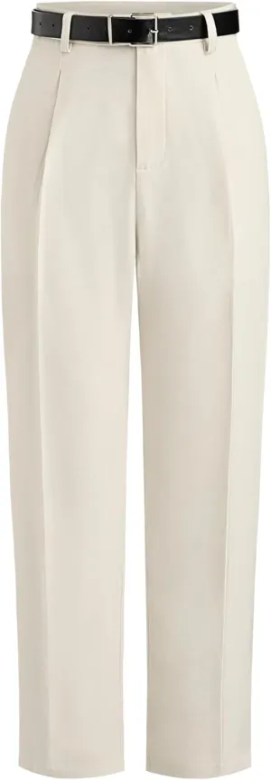 CIDER High Waist Solid Tapered Trousers with Belt