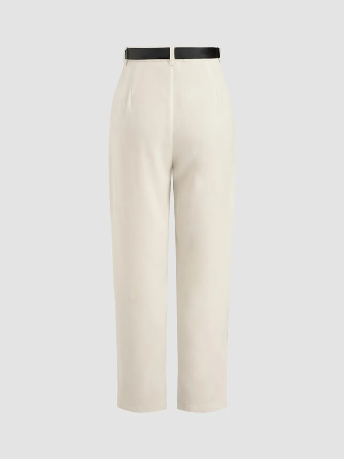 CIDER High Waist Solid Tapered Trousers with Belt