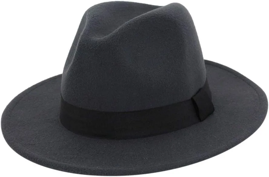 Classic Wide Brim Fedora Hats for Women Men Fedora Hat with Belt Buckle Panama Hat for Women Men