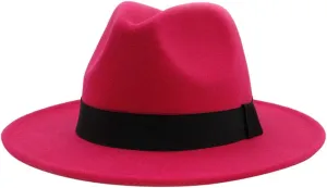 Classic Wide Brim Fedora Hats for Women Men Fedora Hat with Belt Buckle Panama Hat for Women Men
